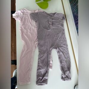 Two pack of Short-Sleeve Kyte Baby Rompers in 12-18M